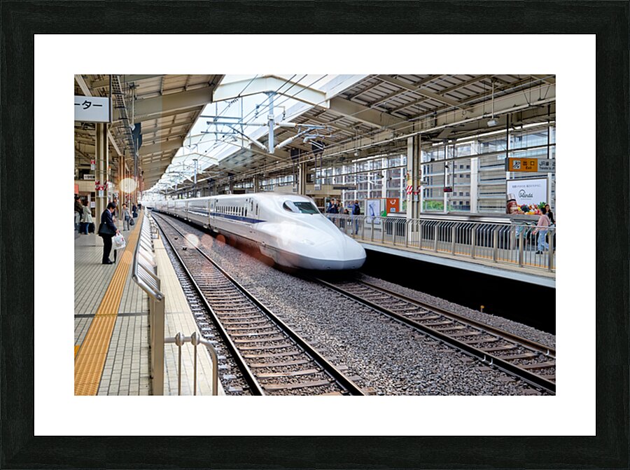 Shinkansen arrives at Kyoto Station in Japan during daylight Picture Frame print