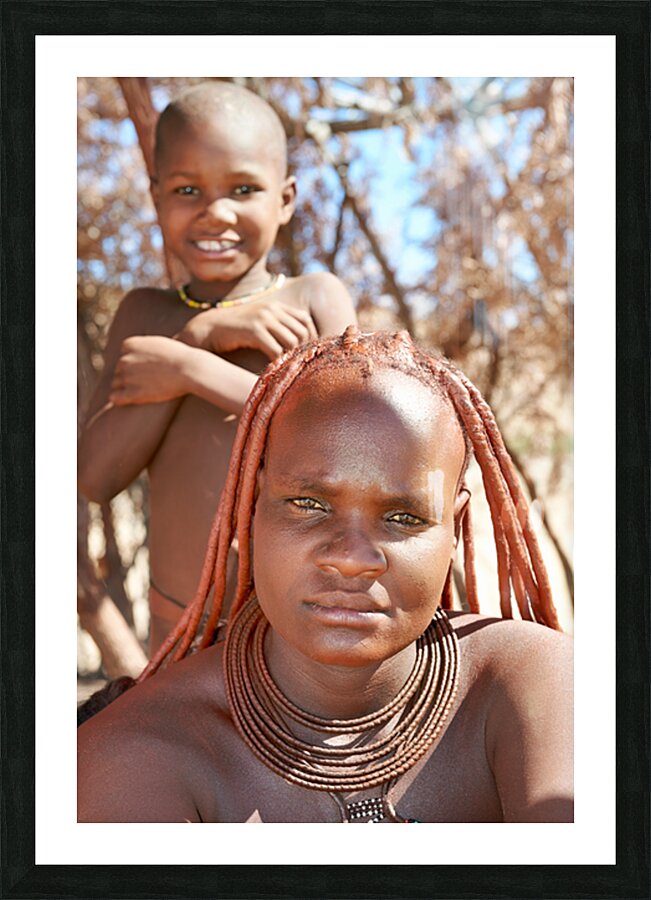 Portrait of Himba woman and child in Kunene region of Namibia Picture Frame print