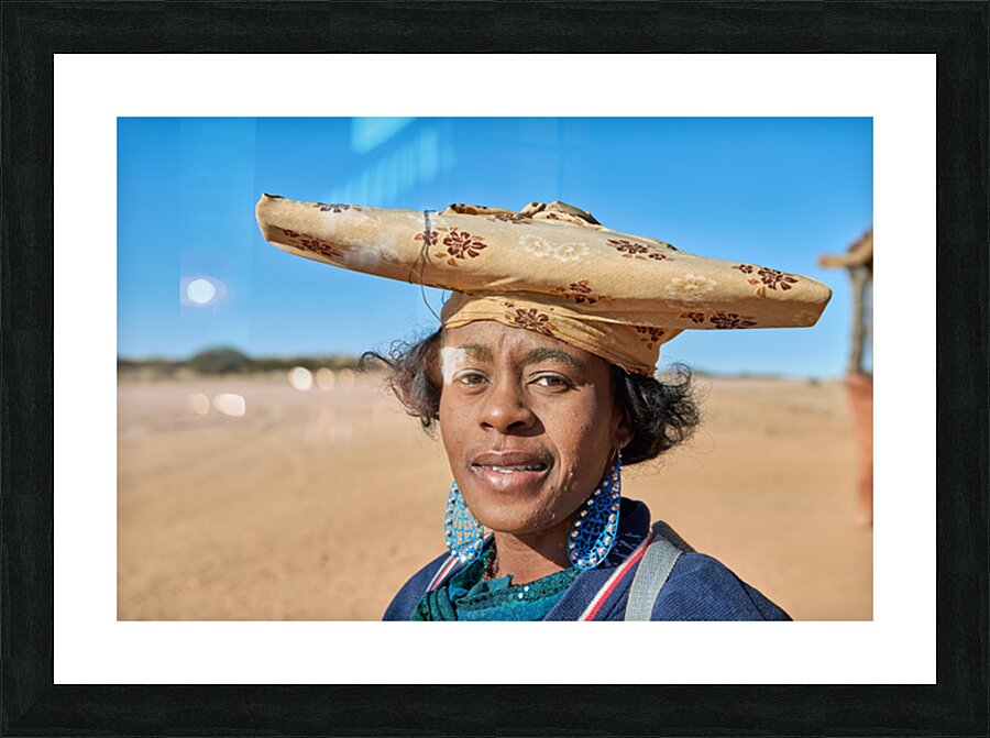 Portrait of a woman from the Herero Bantu ethnic group in Namibi Picture Frame print