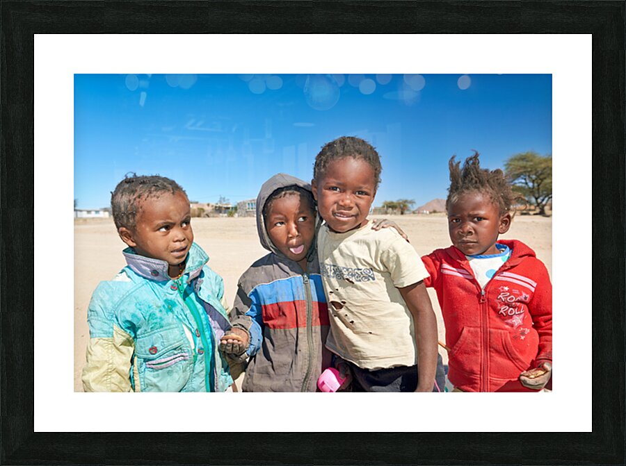 Group of children in Damaraland Namibia on a sunny day Picture Frame print