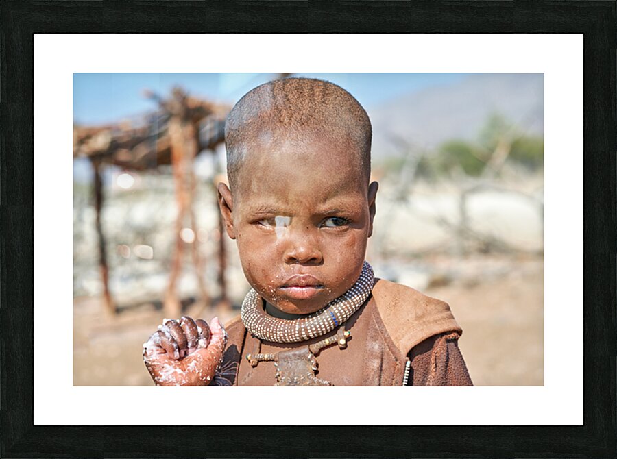 Portrait of a child from Himba Village in Kunene Region of Namib Picture Frame print