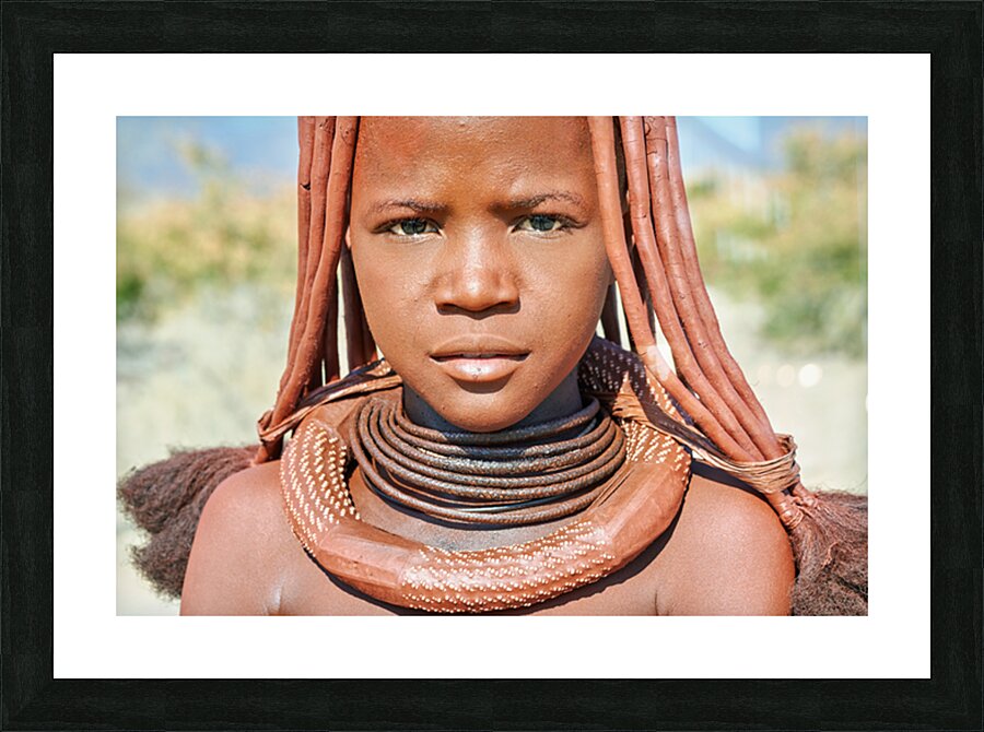 Portrait of a Himba woman in Kunene region of Namibia Picture Frame print
