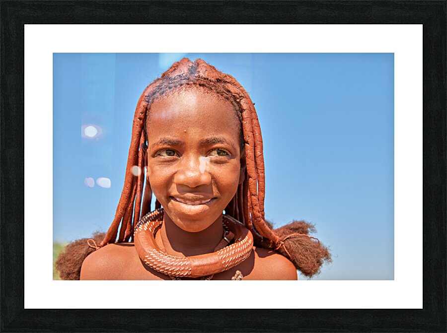 Portrait of a Himba woman in Kunene region of Namibia Picture Frame print