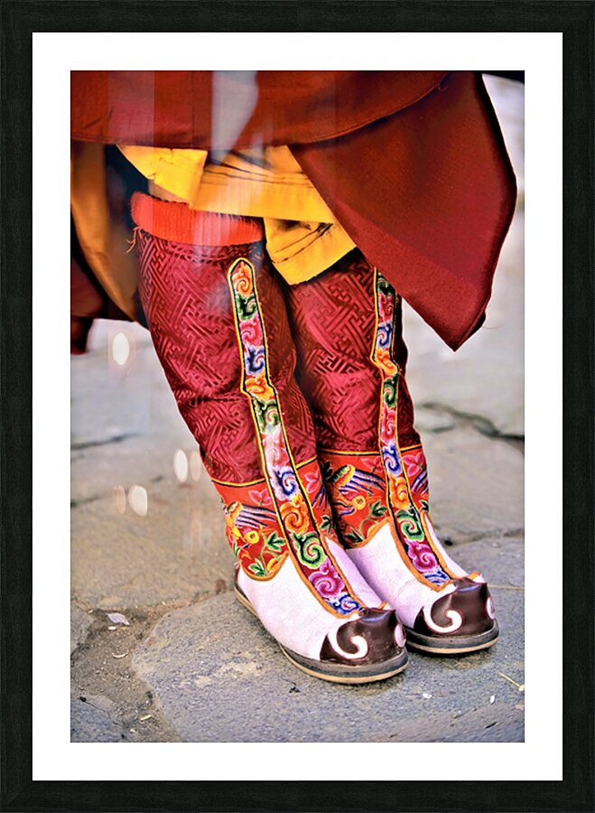Colorful embroidered traditional boots and robes. Picture Frame print