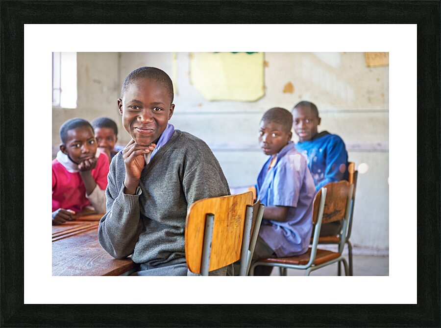 Portrait of student in classroom in Rundu Kavango Region of Nam Picture Frame print