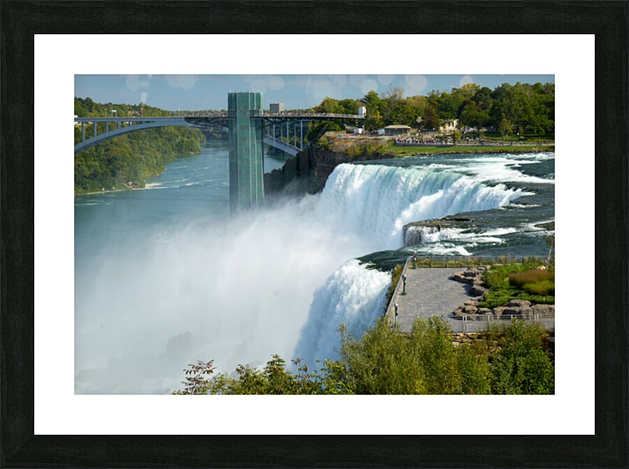 Niagara Falls bridge and observation deck on a sunny day. Picture Frame print