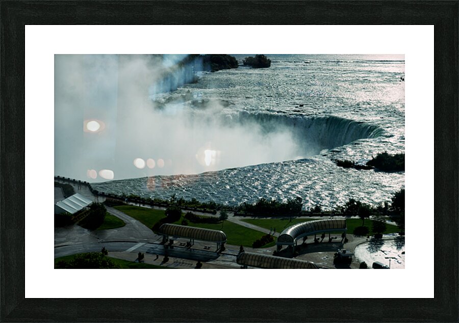 Niagara Falls with powerful water mist and surrounding park. Picture Frame print