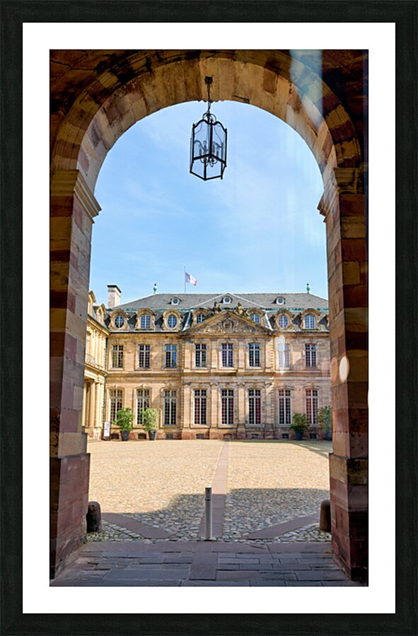 View of Palais Rohan from archway in Strasbourg Alsace France Picture Frame print