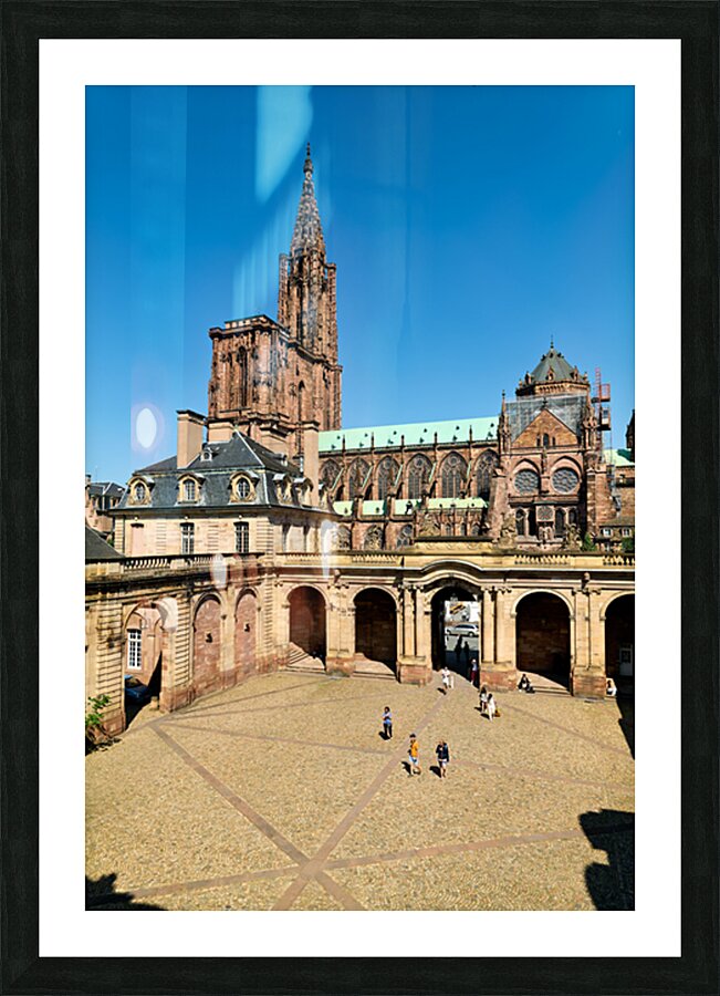 Visitors stroll in Palais Rohan courtyard view Strasbourg Cathe Picture Frame print