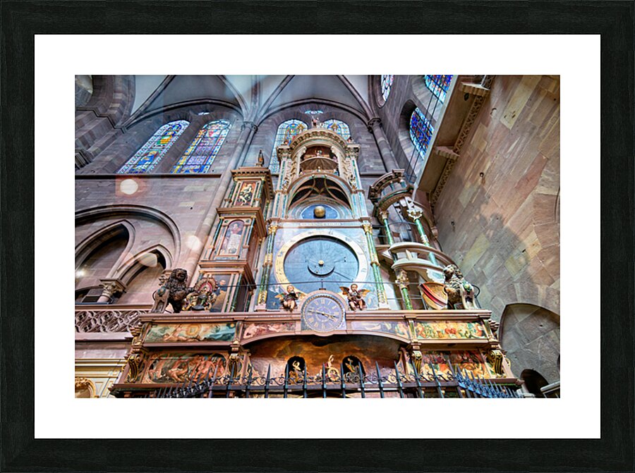 Tourists admire Strasbourg Cathedrals Astronomical Clock Picture Frame print