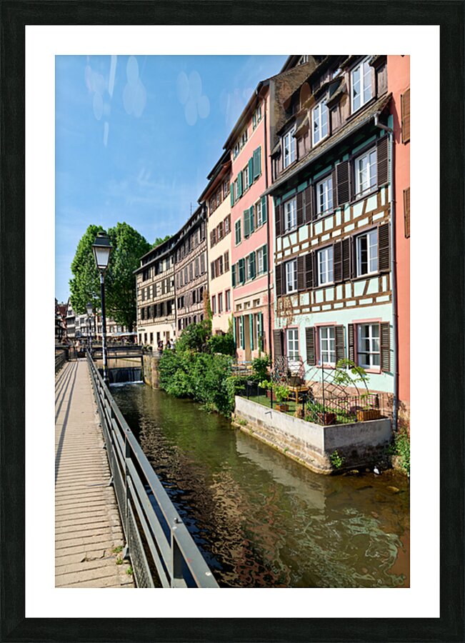 Colorful houses on canal in Petit France district of Strasbourg Picture Frame print