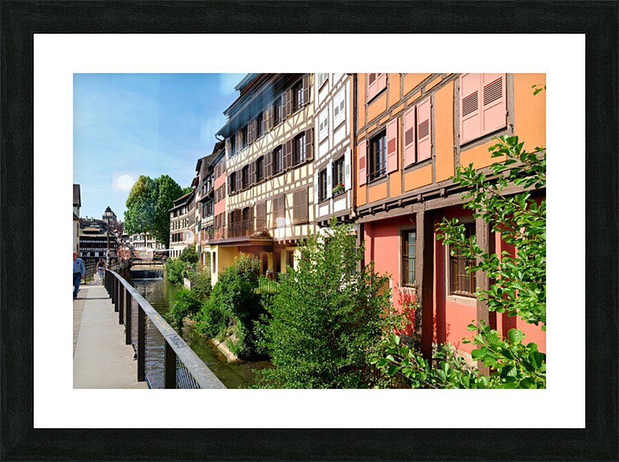 Timber houses by the canal in Strasbourgs Petit France district Picture Frame print