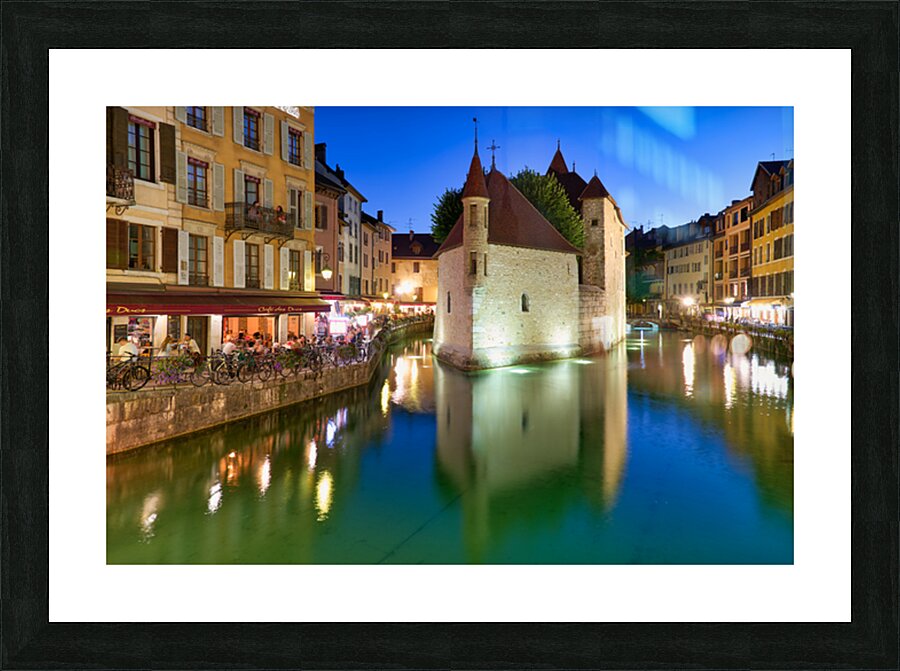 Palais de lIsle and Thiou river during sunset in Annecy Picture Frame print