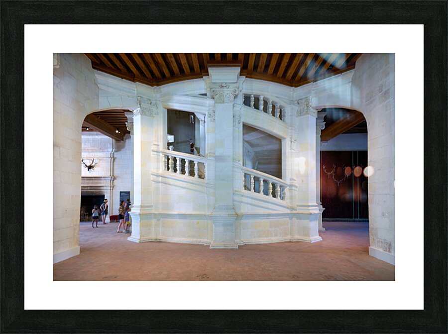 Chateau de Chambord features a double spiral staircase in France Picture Frame print