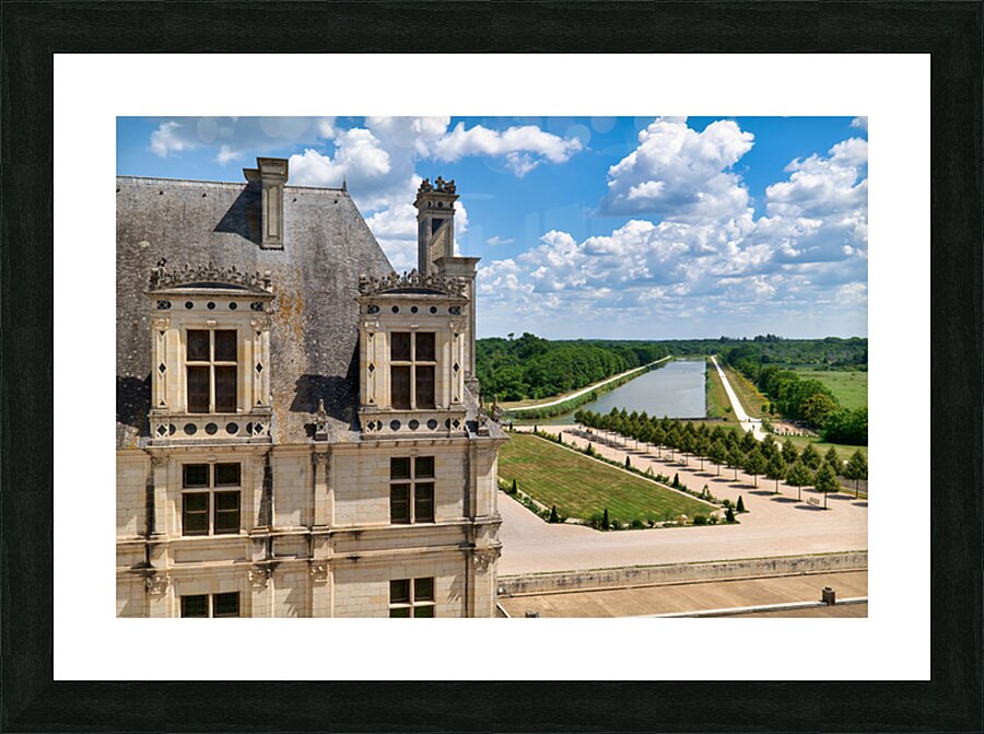 View of gardens at Chateau de Chambord in France on a sunny day Picture Frame print