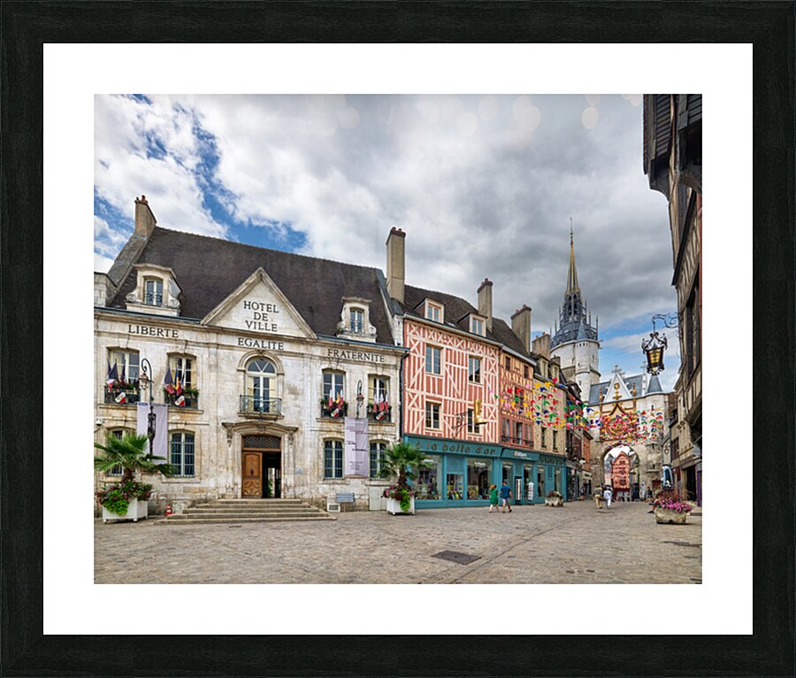 Town hall and astronomical clock in Auxerre Bourgogne France Picture Frame print