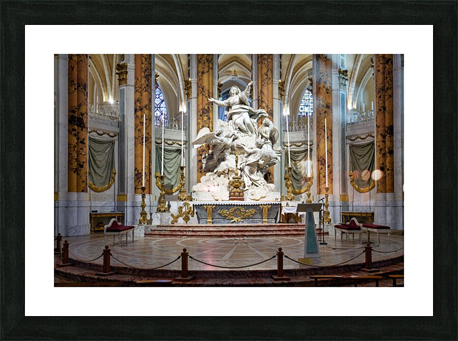 Visit to the large altar in Chartres Cathedral in France Picture Frame print
