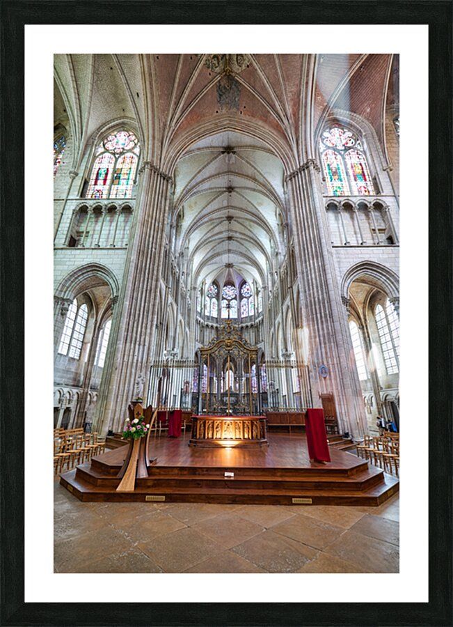 View inside Auxerre Cathedral Saint Etienne in Burgundy France Picture Frame print