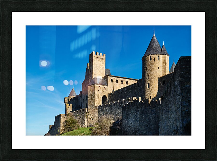 Visit to the famous castle of Carcassonne in France on a clear d Picture Frame print