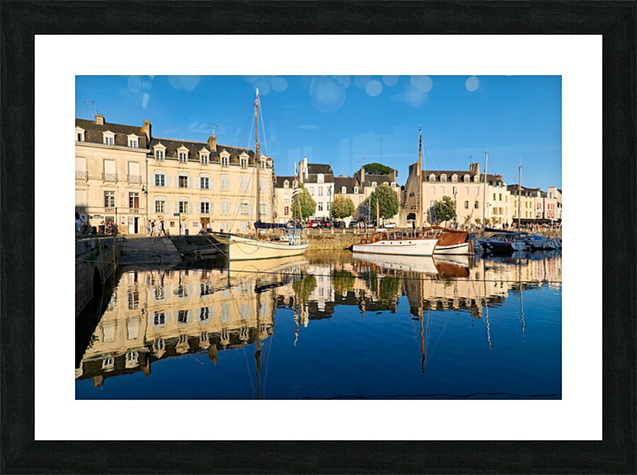 Boats moored at the port of Vannes in Brittany France during day Picture Frame print