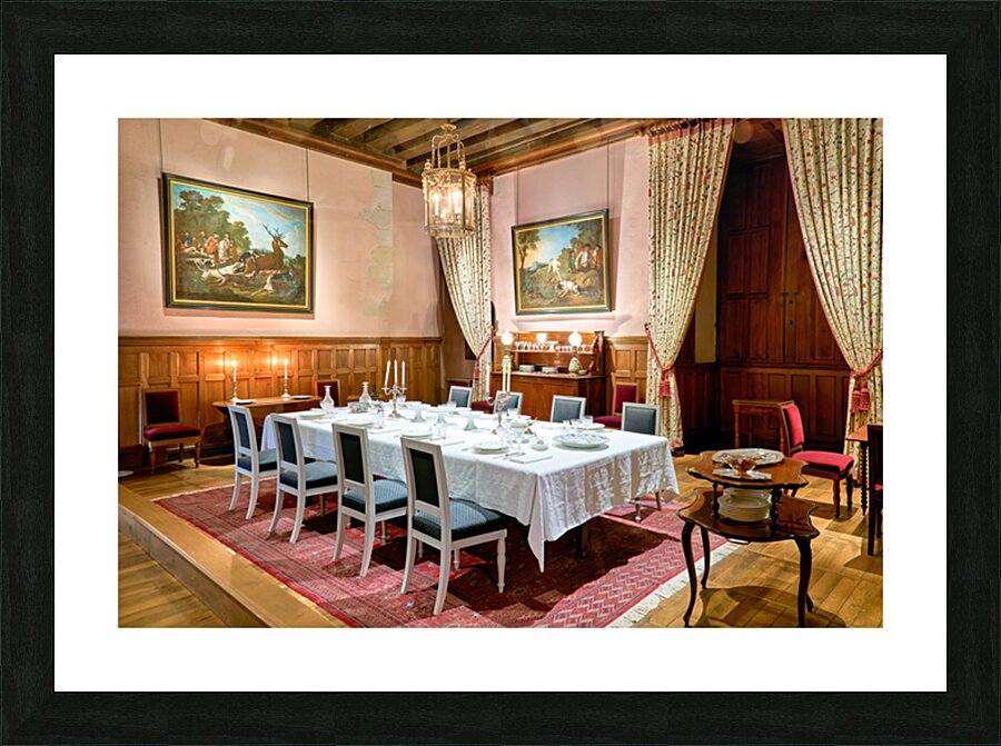 Dining room setup in Chateau dAzay le Rideau in Loire Valley Picture Frame print