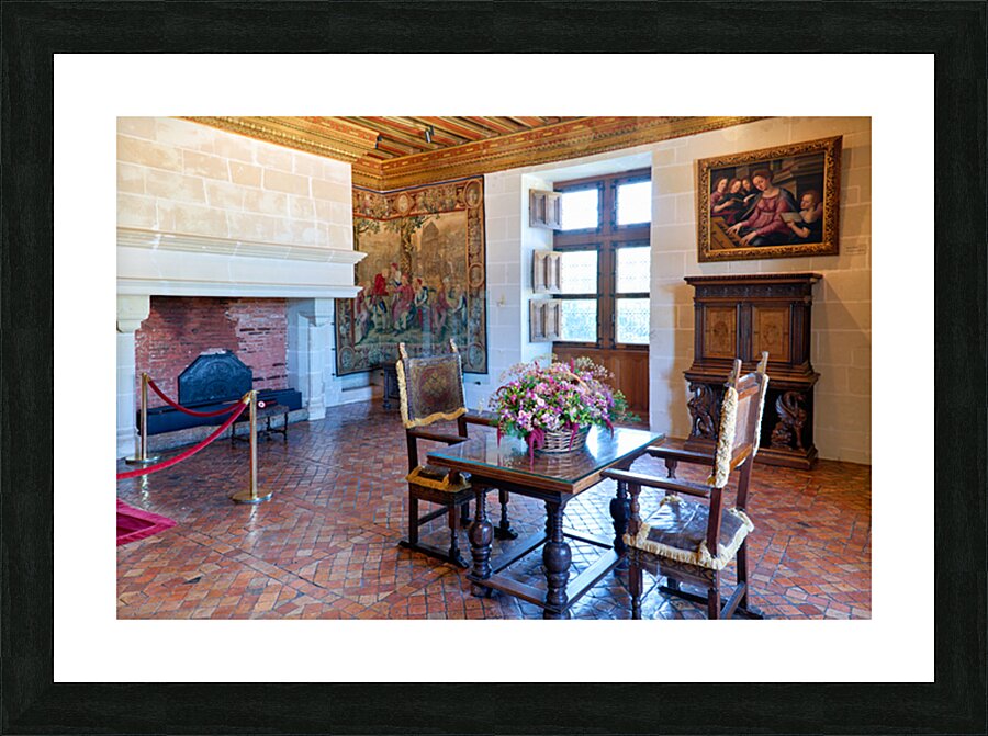 Interior of Chateau de Chenonceau in France with furniture and d Picture Frame print