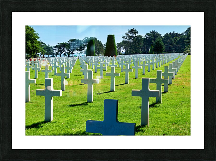 Grave markers at Normandy American Cemetery in Colleville sur Me Picture Frame print