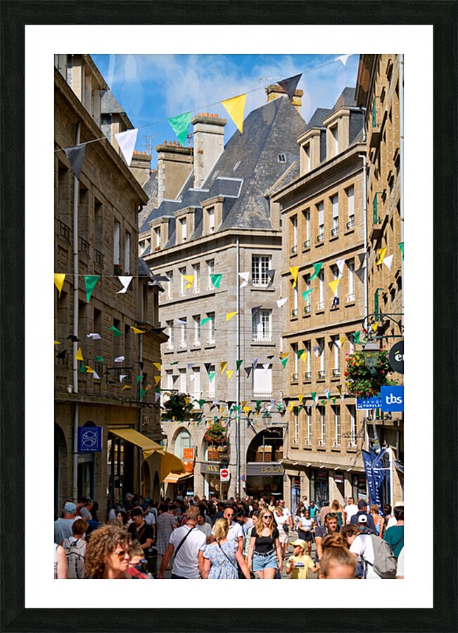 Busy streets in old town of Saint Malo in Brittany France Picture Frame print