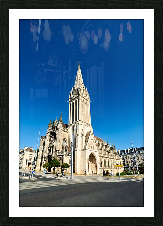 People walk near Saint Pierre church in Caen Normandy Picture Frame print