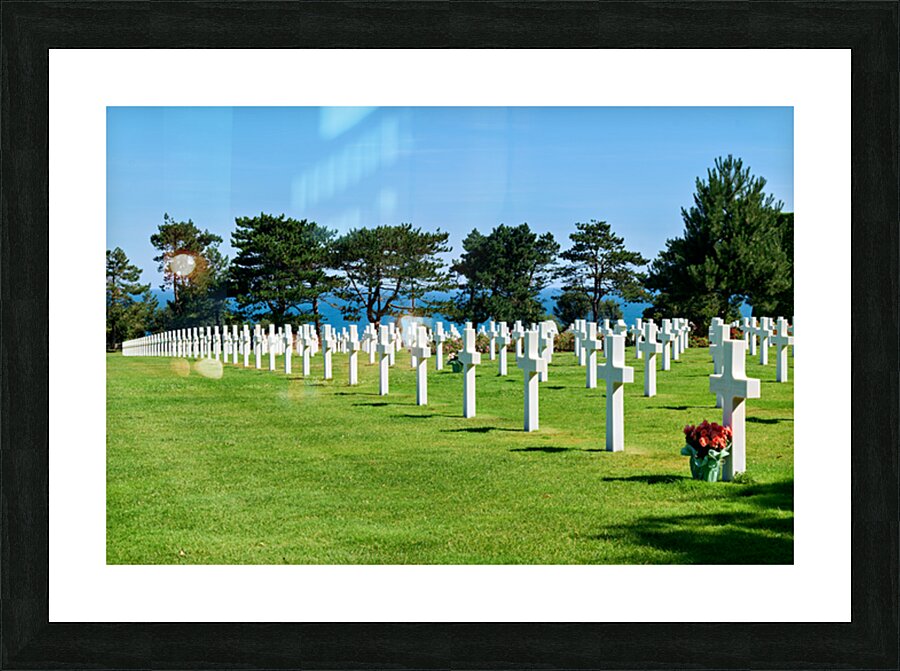 Grave markers at Normandy American Cemetery in Colleville sur Me Picture Frame print