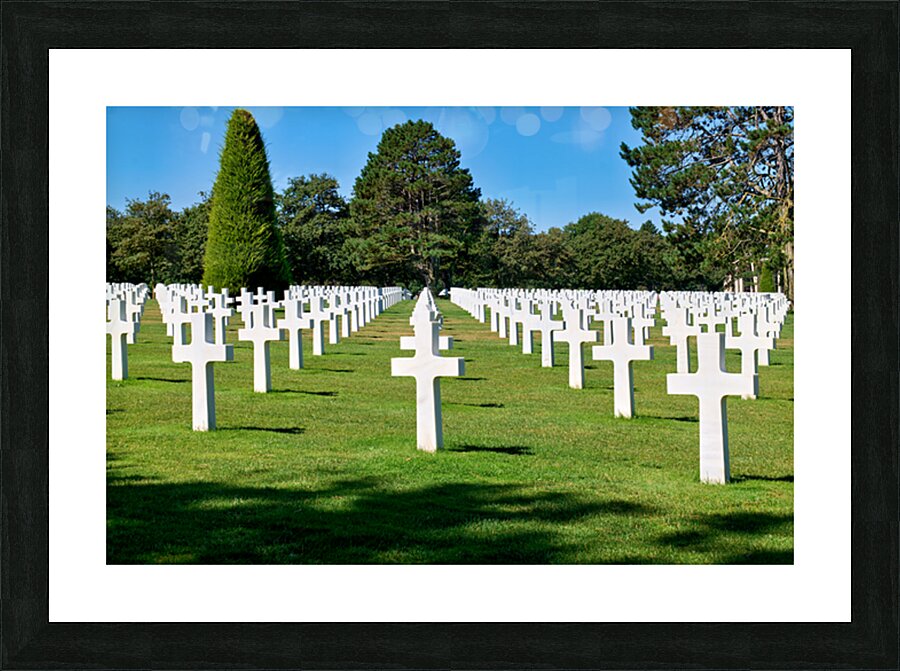 Grave markers at Normandy American Cemetery in Colleville sur Me Picture Frame print