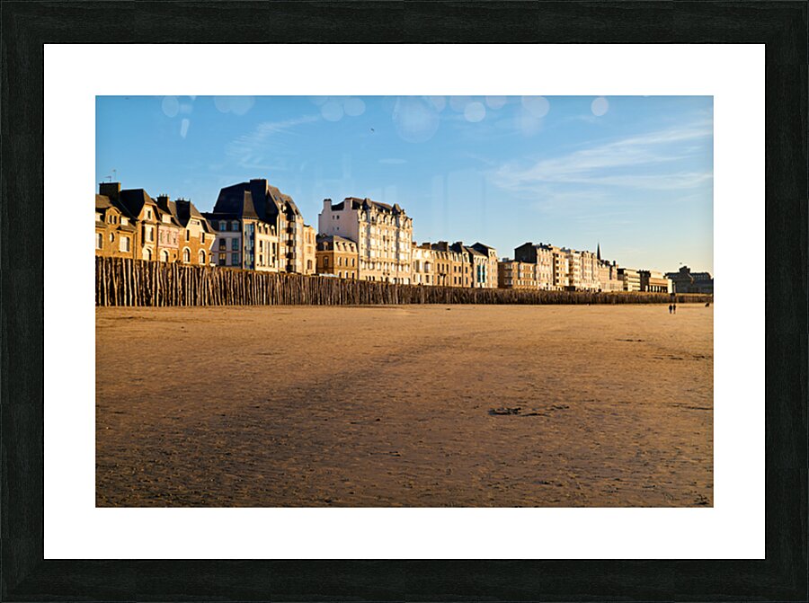 Grand Plage du Sillon beach at dusk in Saint Malo Brittany Fra Picture Frame print