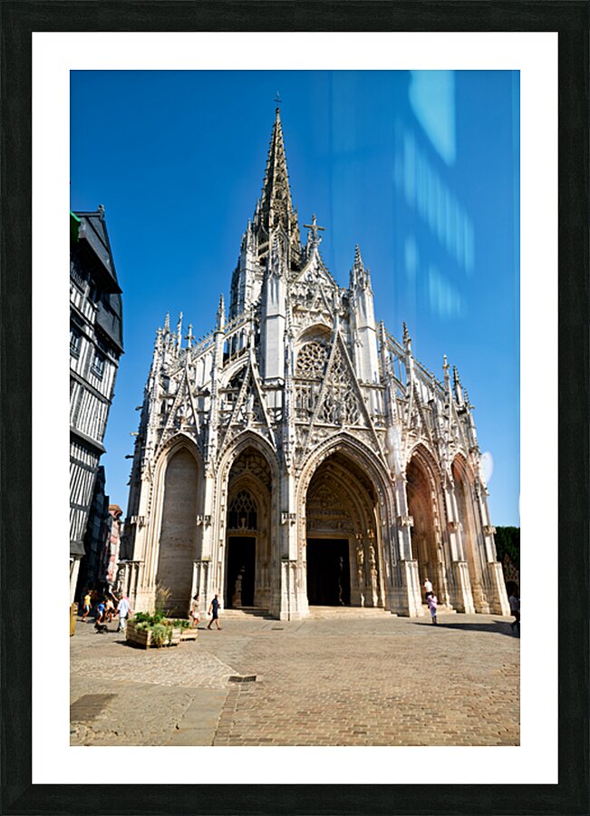 Saint Maclou church in Rouen Normandy with clear blue sky Picture Frame print