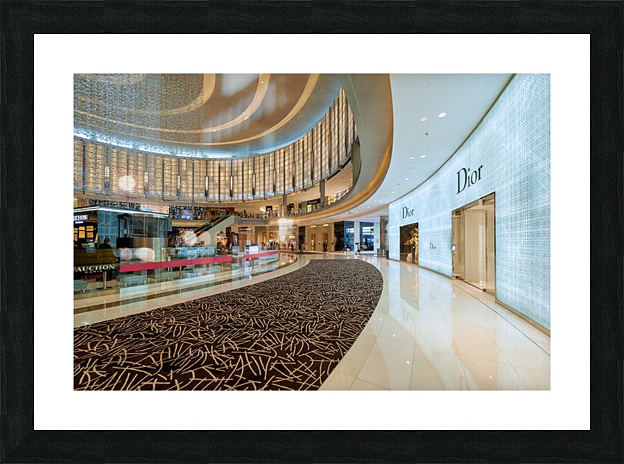 Luxury shopping mall in Dubai with designer stores and cafe Picture Frame print