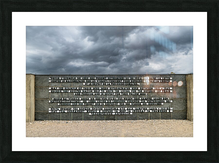 Memorial wall at Dachau concentration camp in Munich Germany Picture Frame print