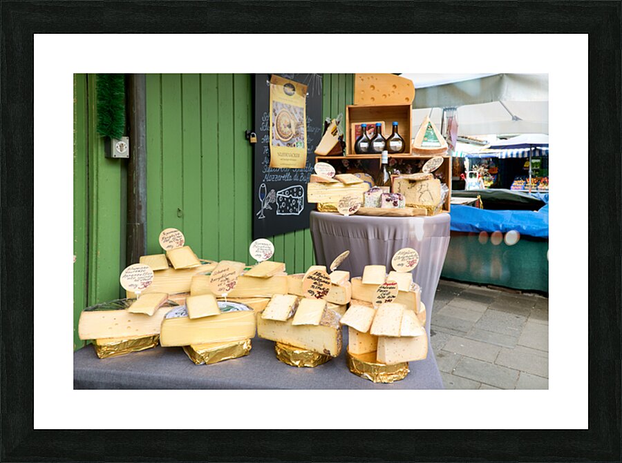 Cheese display at Viktualienmarkt in Munich Germany Picture Frame print
