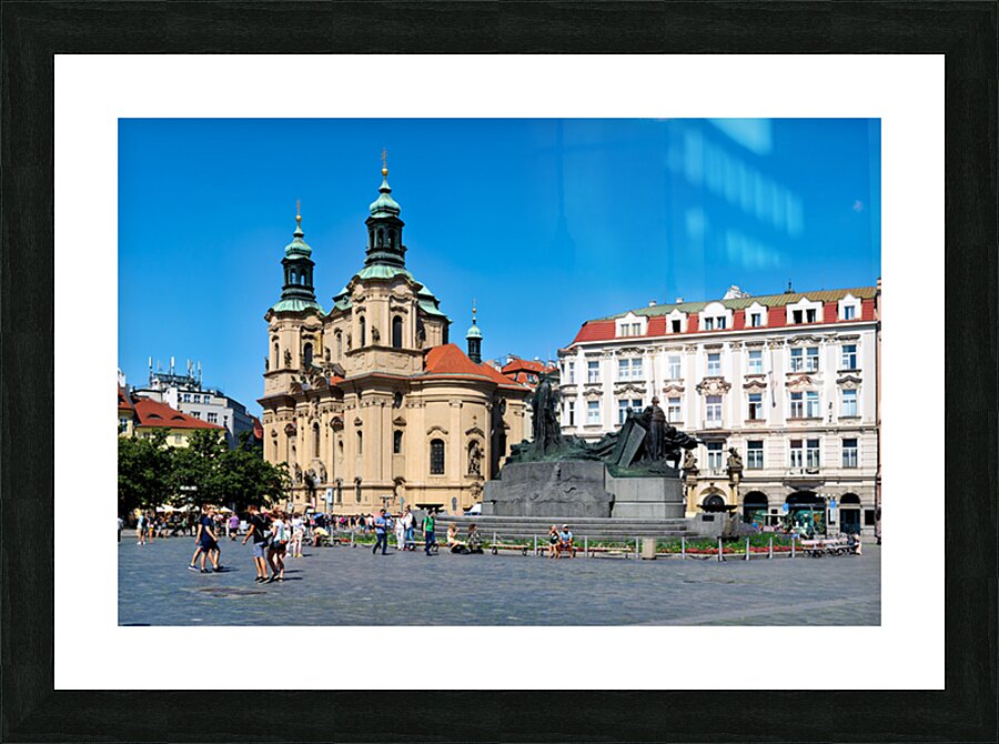 Pragues Old Town Square with St. Nicholas Church and Jan Hus Mo Picture Frame print