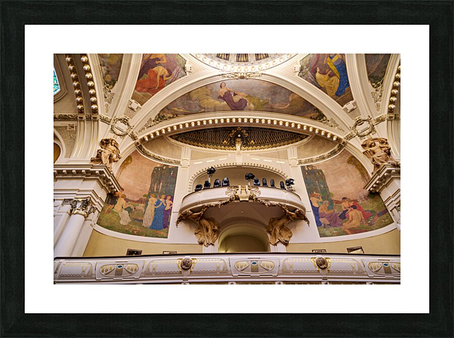 Ornate theater interior with murals sculptures and balcony. Picture Frame print