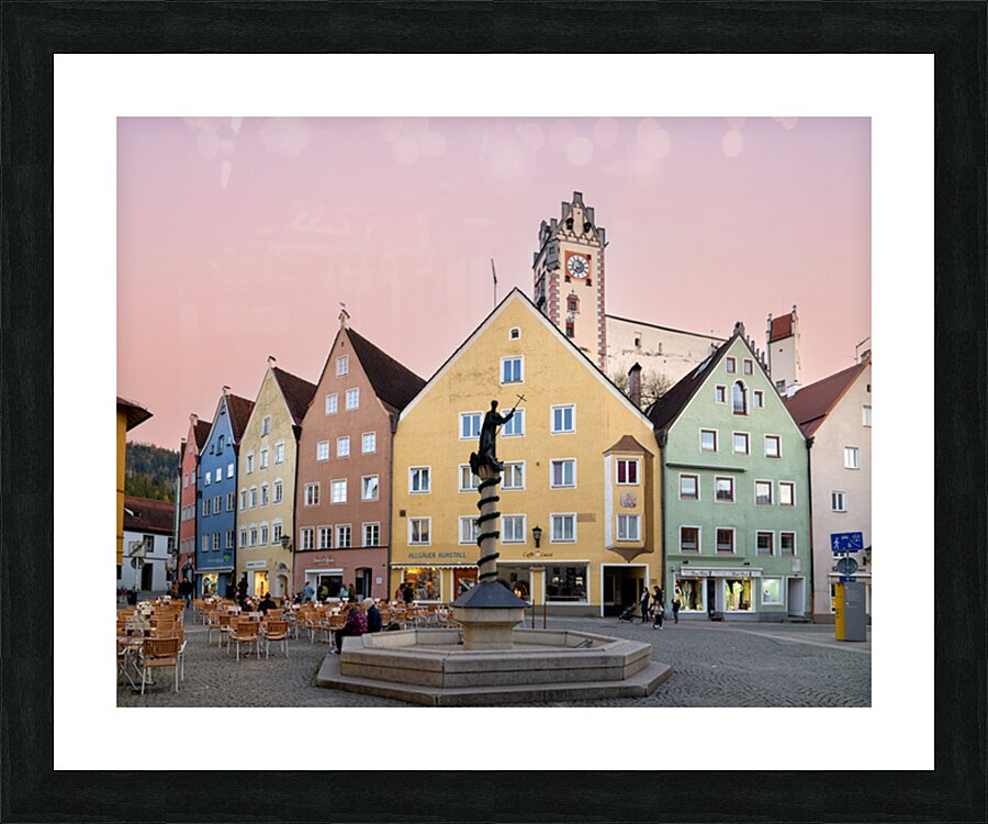Historic buildings in Fussen on the Romantic Road in Germany Picture Frame print