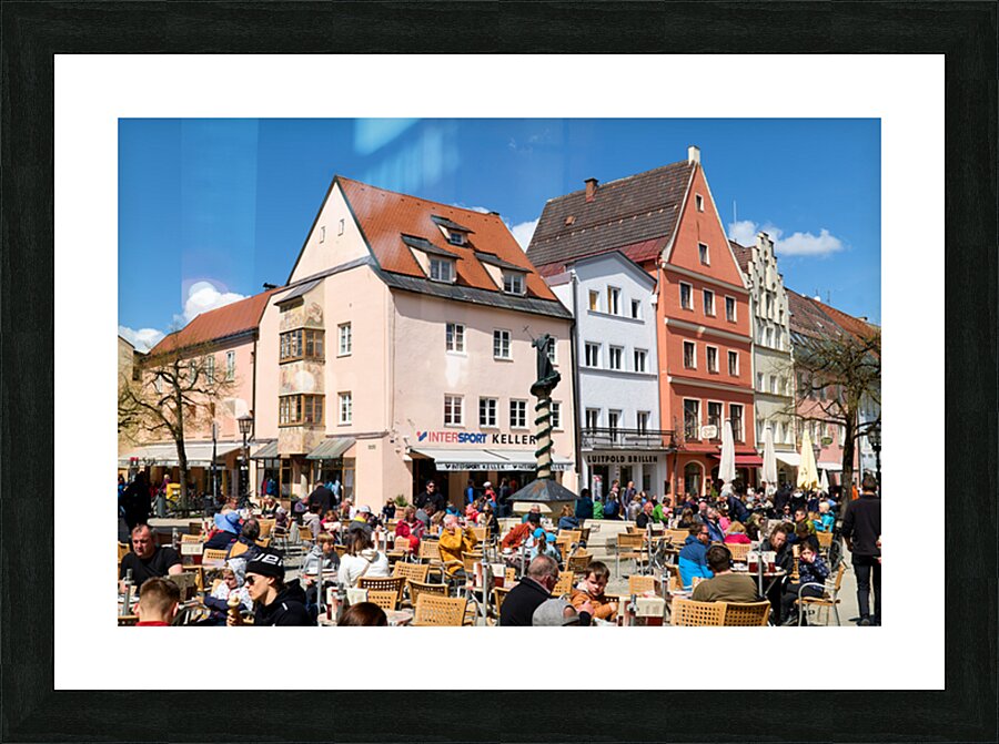 Outdoor dining at restaurants along the Romantic Road in Bavaria Picture Frame print