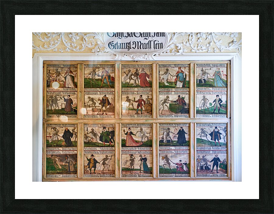 Fussen museum displays Danse Macabre art from St. Mangs Abbey Picture Frame print