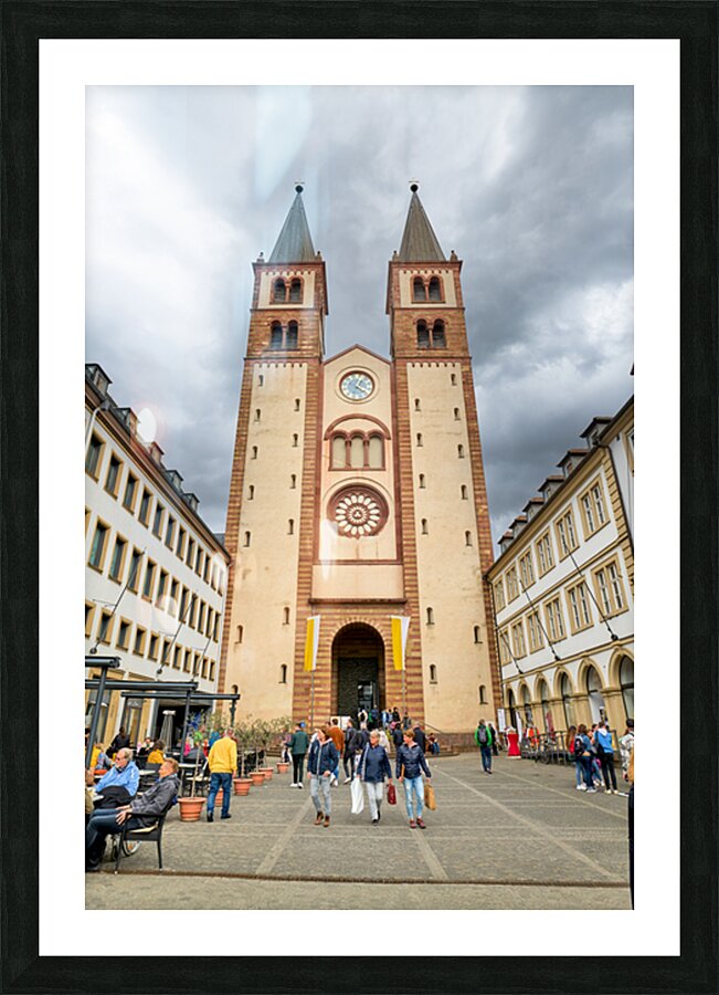 Visitors explore Wurzburger Dom Cathedral in Bavaria Germany Picture Frame print