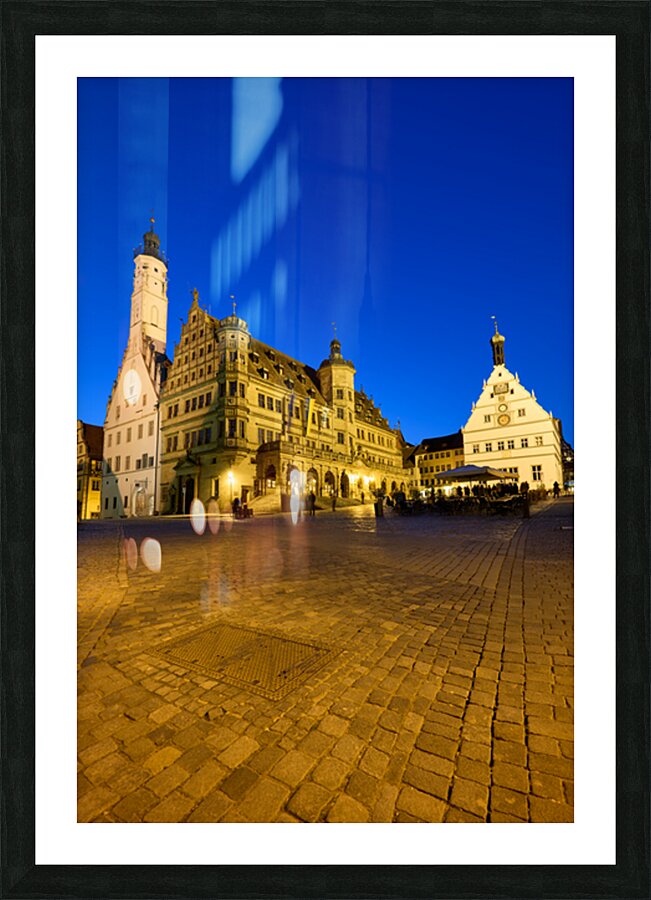 Market square in Rothenburg ob der Tauber during sunset Picture Frame print