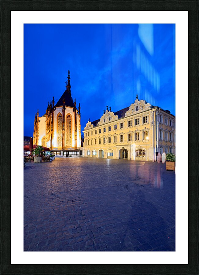 Wurzburg marienkapelle and falcon house on the romantic road Picture Frame print
