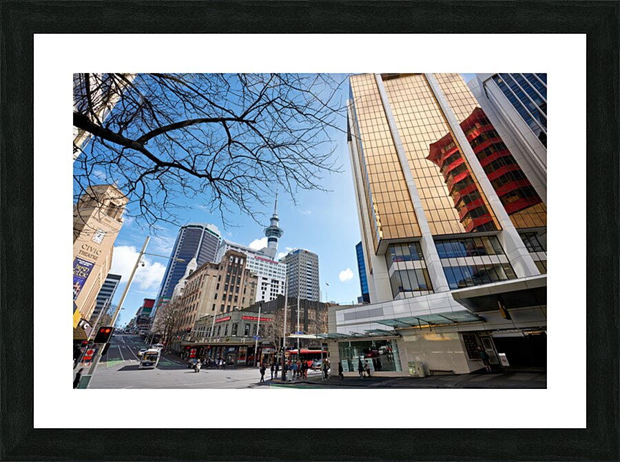 Modern architecture and Sky Tower in Auckland New Zealand Picture Frame print