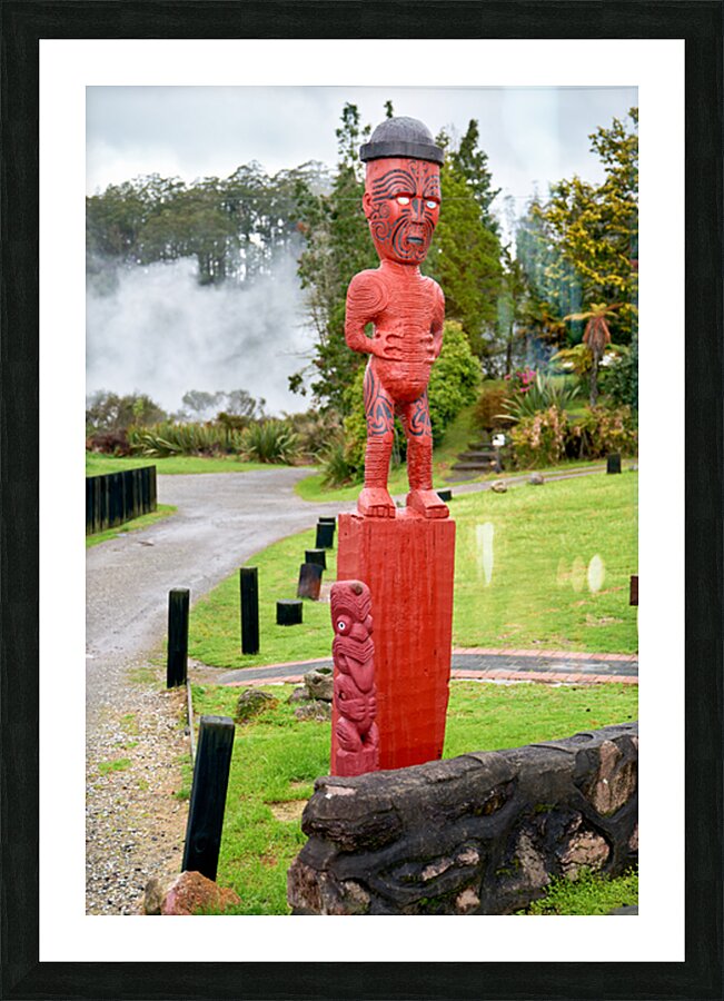 Explore Whakarewarewa village in Rotorua New Zealand with carvi Picture Frame print
