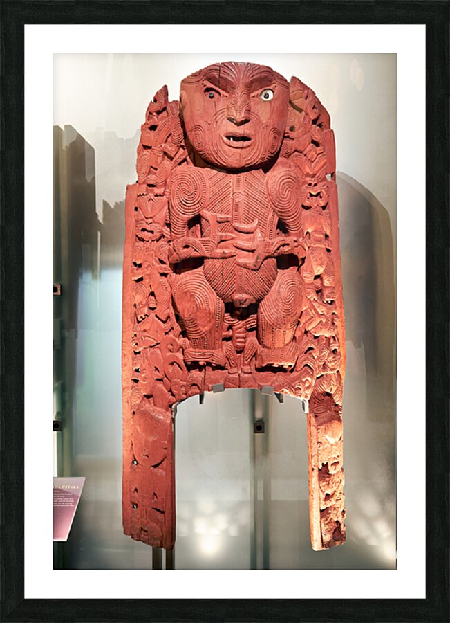 Maori carving in Auckland War Memorial Museum in New Zealand Picture Frame print