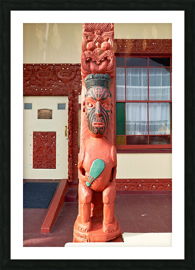 Maori carving at Whakarewarewa village in Rotorua New Zealand Picture Frame print