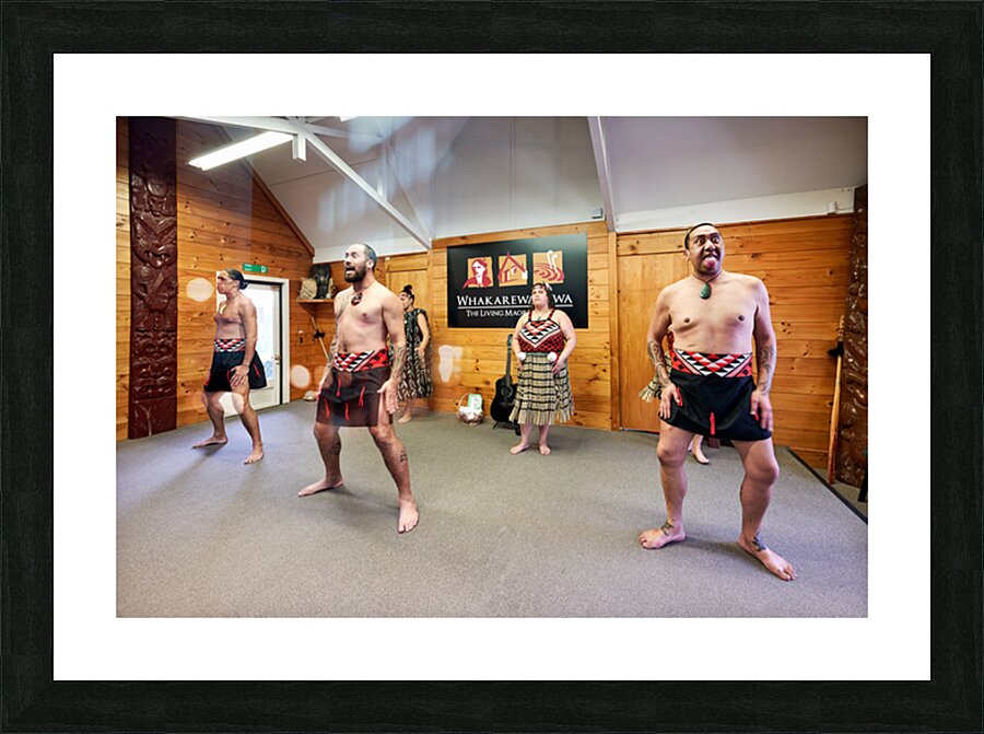 Haka dance at Whakarewarewa Maori Village Rotorua Picture Frame print