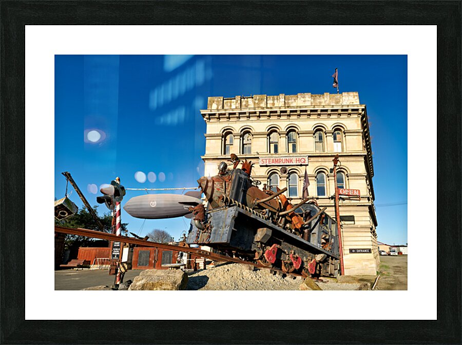 Explore steampunk hq and the steampunk engine in oamaru Picture Frame print
